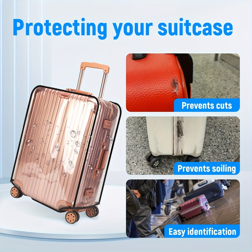 3pcs Clear PVC Luggage Covers, Scratch-resistant and Durable. Suitable for 20/24/28-inch Suitcases, with Reinforced Edge Design and Multi-size Compatibility.