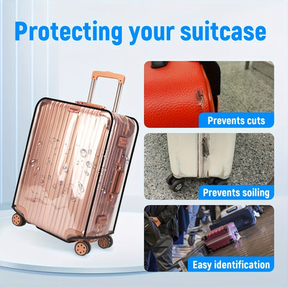 3pcs Clear PVC Luggage Covers, Scratch-resistant and Durable. Suitable for 20/24/28-inch Suitcases, with Reinforced Edge Design and Multi-size Compatibility.