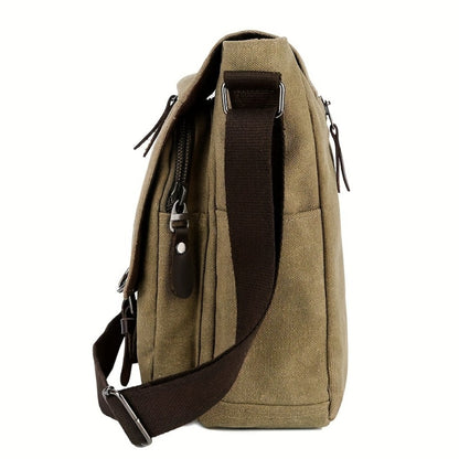 Vintage Canvas Bag Men'S Business Travel Bag College Backpack Large Capacity Shoulder Bag Casual Crossbody Bag Men'S Bag-B