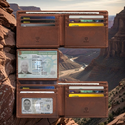 1pc Men's Genuine Leather Triple-fold Wallet, 11 Card Slots, 2 ID Windows, Holds More Than Twenty Banknotes, Suitable for Father's Day Gifts