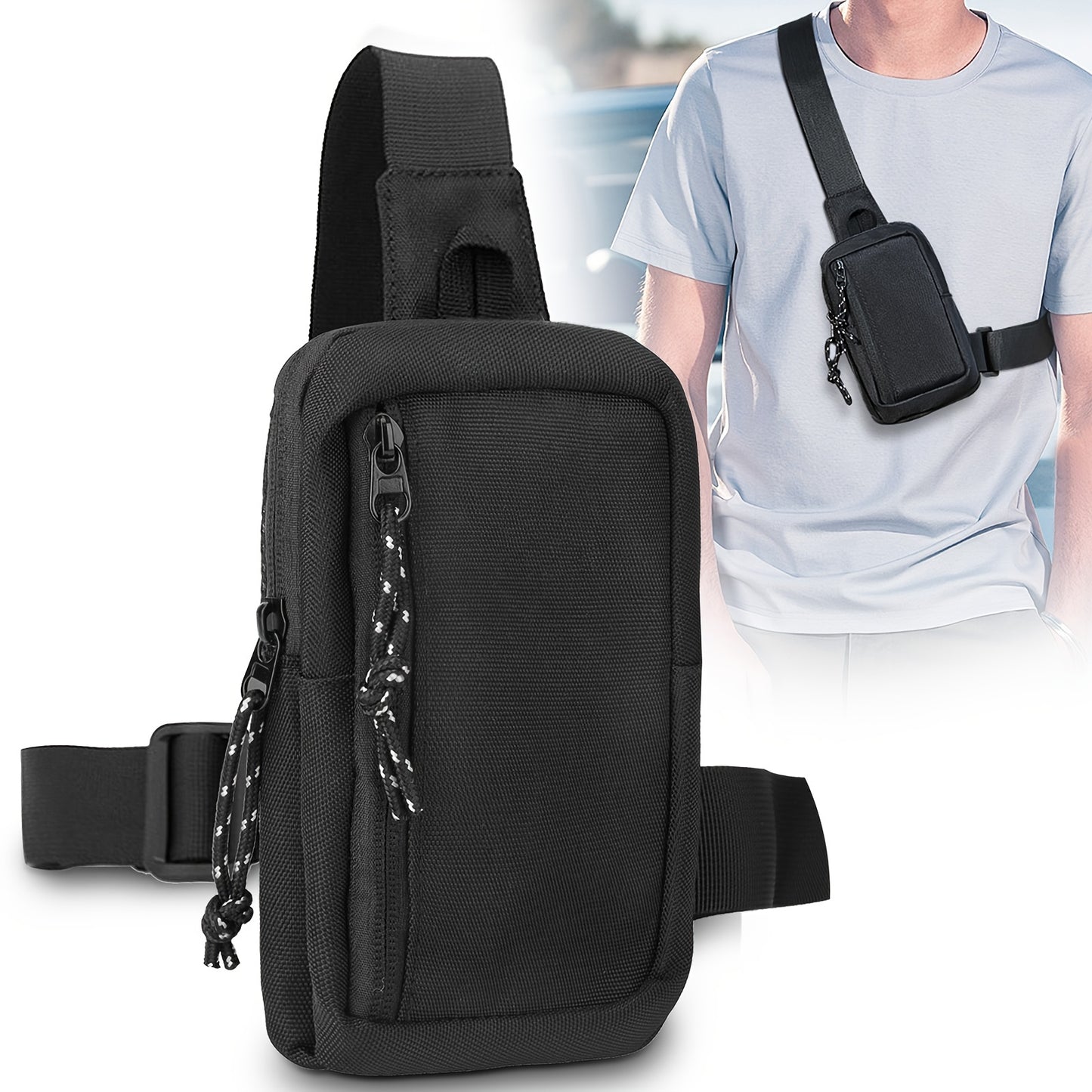 Black Sports Sling Bag for Men & Women, Adjustable Strap, Lightweight Crossbody Chest Pack for Travel, Hiking, Gym & Daily Use, Active Lifestyle Gear | Antiscratch Material