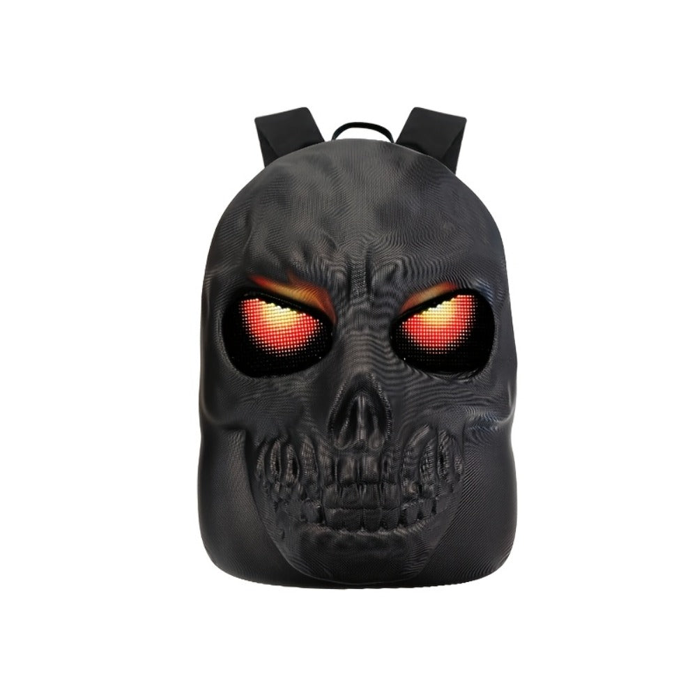 SZKUZMA Programmable LED Skull Backpack, App-Controlled Smart Eyes with DIY Pixel Art, 3D Hard Shell Laptop Bag, Large Capacity Motorcycle Gear, Cyberpunk Festival Gift