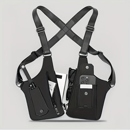 Men'S Retro Shoulder Strap Underarm Shoulder Bag, Multi-Functional Lightweight Backpack, Outdoor Mobile Phone Bag, Outdoor Vest Bag, Multi-Functional Vest Bag, Black Vest Bag, Brown Vest Bag