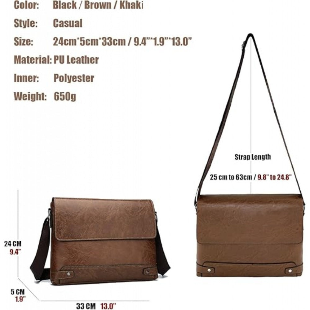 Simple khaki Men's bag with texture High Quality bag lid style shoulder bag, casual Men's multi pocket Men's bag, large capacity Men's bag, casual trendy mailman bag