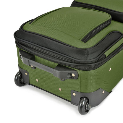 U.S Traveler Rio 2-Pcs Polyester Carry-onSuitcase w/ Tote | Soft Shell Lightweight, Softside Expandable & 360° Dual Spinner Wheels | Airline Approved 21" + 10" | Matching Color, Black, Blue, Green, Teal, Purple, Red, Yellow, Pink, Camo, Gray - Travel Lugg