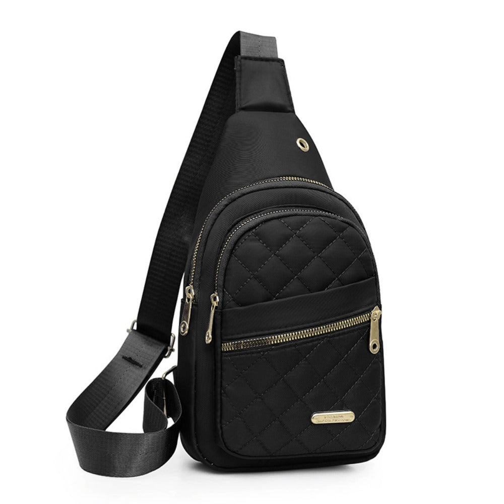 Nylon Ladies Slung Shoulder Bag, Leisure Sports Travel Slung Chest Bag, Adjustable Shoulder Strap, Multi-pocket Purse.