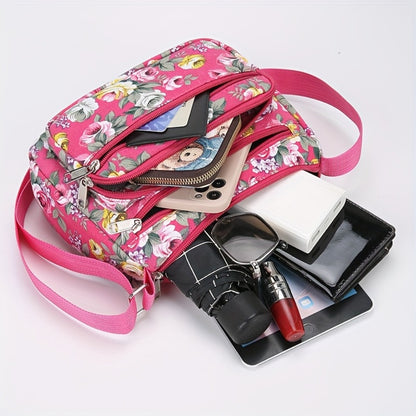 A Stylish Shoulder Bag for Women Featuring Floral Prints, This Bag Includes Multiple Pockets And an Adjustable Strap. It'S a Versatile Storage Solution, Complete with a Coin Purse And Women'S Wallet, Ideal for Daily Outings, Shopping