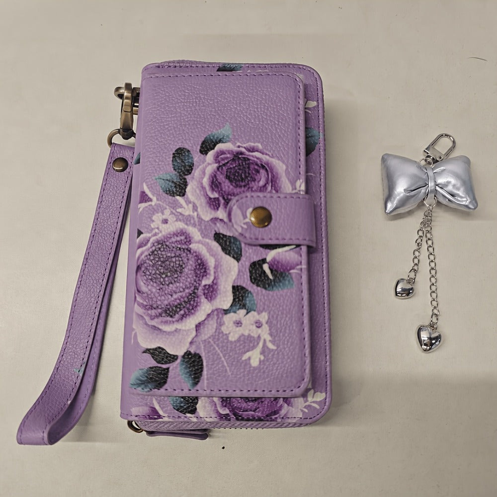 1pc Elegant Floral Clutch Wallets for Women- Zipper Handbag Fashion Large Capacity Long Wallet Clutch Bag Phone Bag Multi-card Card Holder Coin Purse for Women Wallet Set