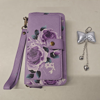 1pc Elegant Floral Clutch Wallets for Women- Zipper Handbag Fashion Large Capacity Long Wallet Clutch Bag Phone Bag Multi-card Card Holder Coin Purse for Women Wallet Set
