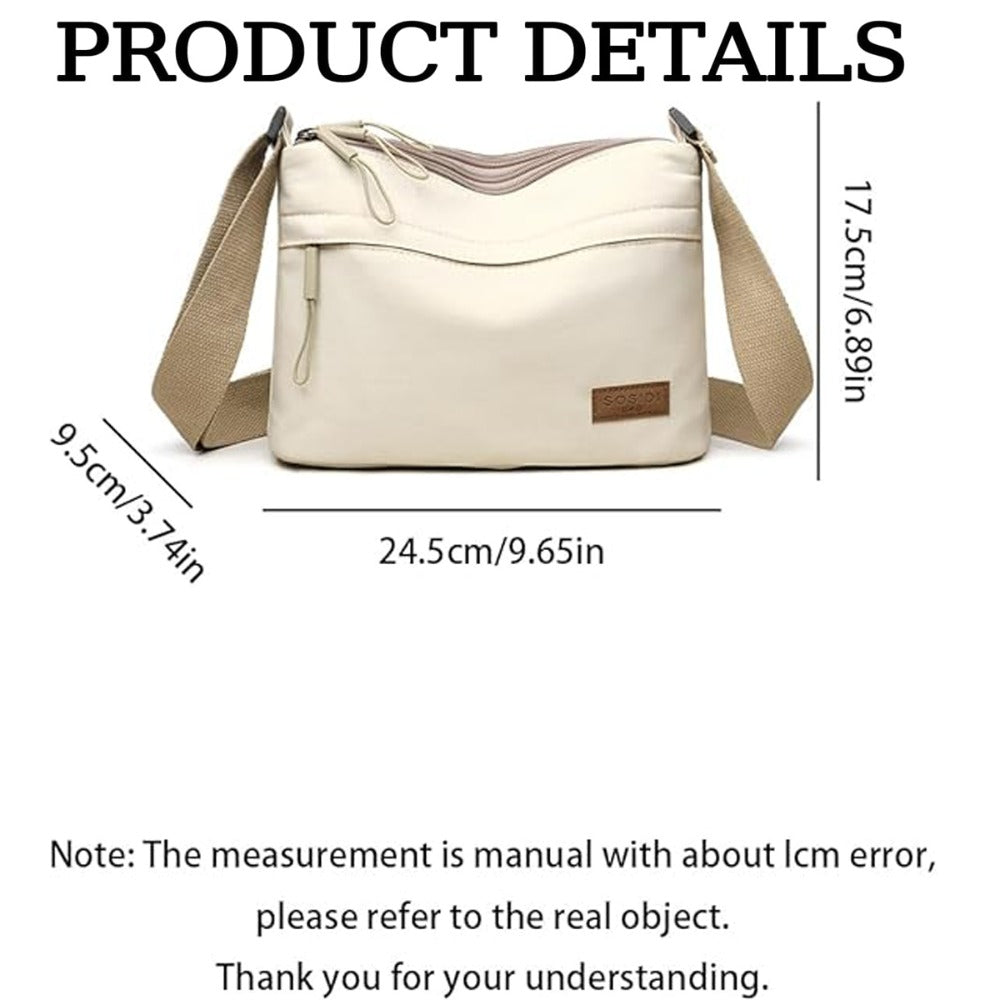 Spacious Canvas Tote for Women - Features Multiple Zippered Sections, a Versatile Crossbody Bag with a Easy Design, Equipped with 5 Pockets And an Adjustable Strap, Ideal for Work, Daily Travel, And Shopping