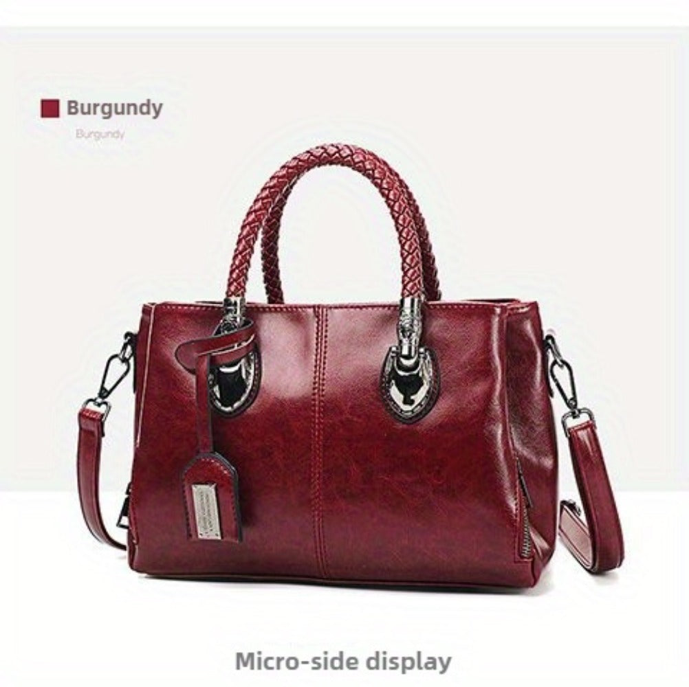 Women'S Vintage Large Capacity Hand Tote Bag - Single Shoulder Design with Detachable Straps, Perfect for Everyday Use