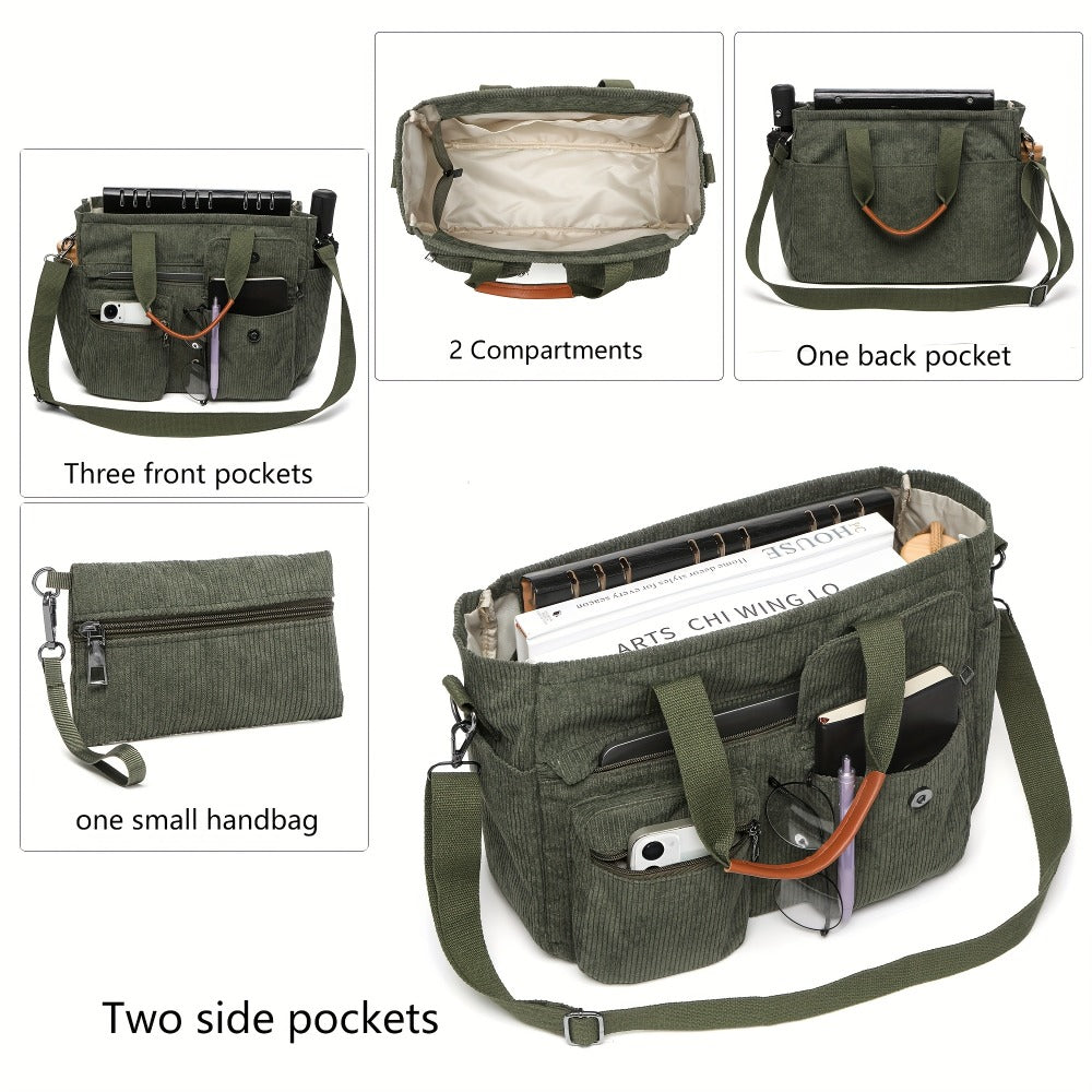 Laptop Bag – Corduroy, Polyester, Adjustable Strap, for Travel & Work | Bag Vero – detail view 9