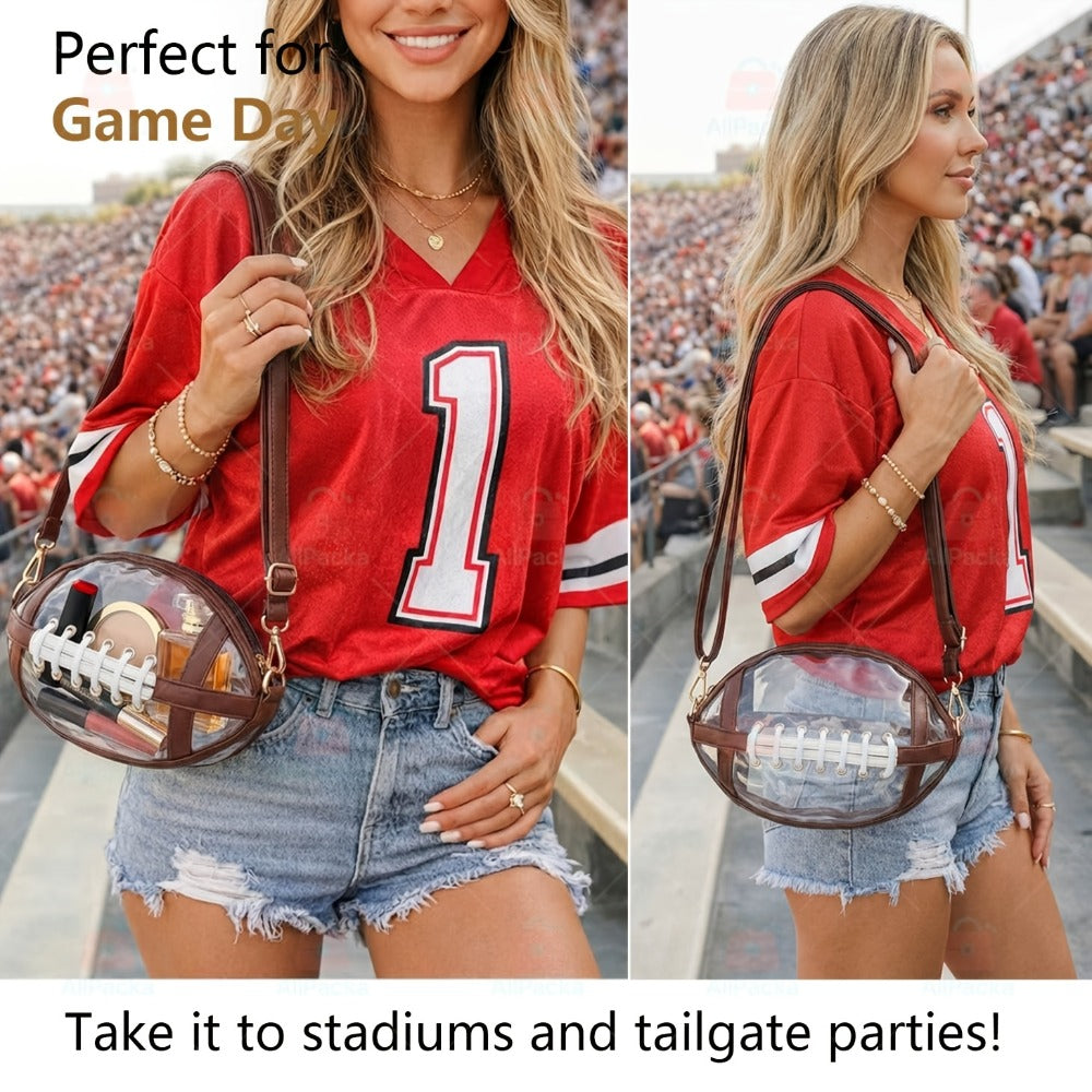 2026 New Stadium Approved Clear PVC Crossbody Bag Ideal For Concerts, Sports, And Outdoor Events Durable And Easy To Clean Features Front Zipper Pocket And Mesh Side Pockets.