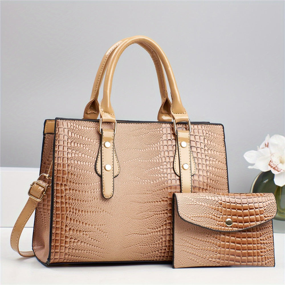 [Elegant Shoulder Bag] 2pcs Set PU Elegant Women's Shoulder Bag, Large Capacity Women's Crossbody Bag, Handbag