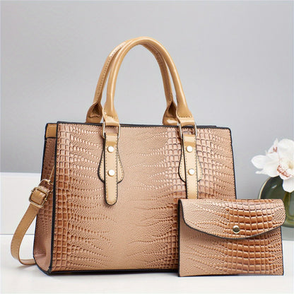 [Elegant Shoulder Bag] 2pcs Set PU Elegant Women's Shoulder Bag, Large Capacity Women's Crossbody Bag, Handbag