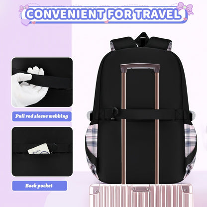 3pcs Bow-Tie School Backpack Tote Storage Bag Set | Large-Capacity Multi-Functional Storage Backpack with 15. 6-inch Laptop and Tablet Compartments, Smooth Zippers, Lightweight, Ideal for Teens' Daily Commute and Back-to-School, for Teenager