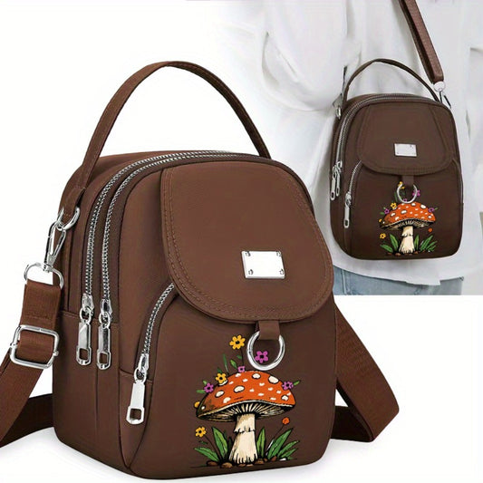 1pc Flowering Mushroom 2 Pattern Travel Play Oblique Span Bag Versatile Portable Oblique Span Bag Daily Fun Bag One Shoulder Outer Neutral Bag Mobile Phone Bag Daily Commuter