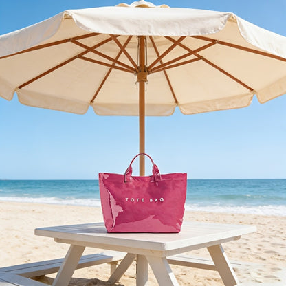 PVC Tote Bag for Women Large Plastic Tote Bag for Work Letter Print Hobo Bag Kraft Paper Work Handbags Purses Beach Vacation Tote Bag