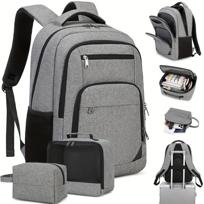 Unisex Backpack, Teen School Bag, 15.6-Inch Laptop Backpack, Business, College, Travel, And Daily Commute 3pcs Set