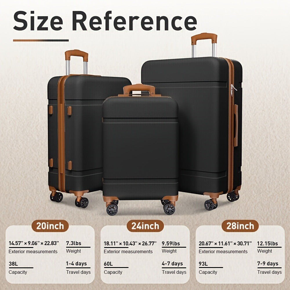 Luggage with Spinner Wheels, ABS Hardshell Suitcase, 20 Inch Carry On, 24 Inch Medium & 28 Inch Checked Suitcase Or 3pcs Luggage Set (20/24/28)