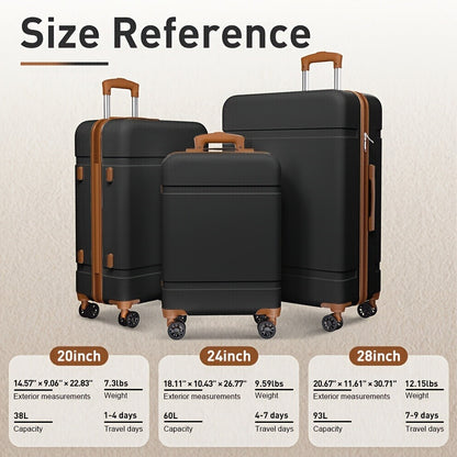 Luggage with Spinner Wheels, ABS Hardshell Suitcase, 20 Inch Carry On, 24 Inch Medium & 28 Inch Checked Suitcase Or 3pcs Luggage Set (20/24/28)