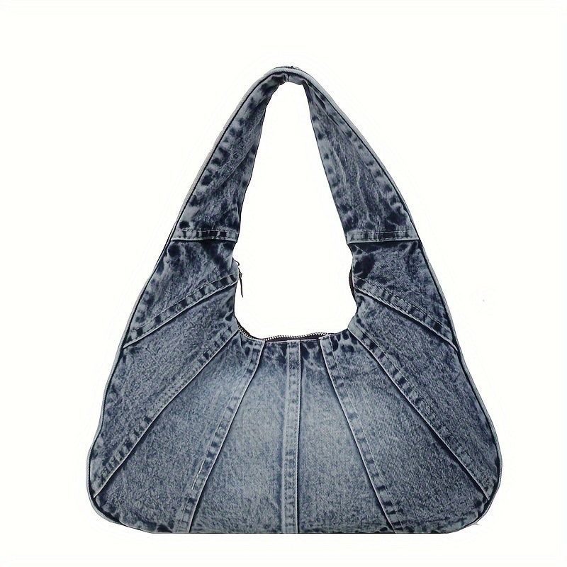 Trendy Tote Wandering Bag Denim Shoulder Bag -- Stylish, Durable, Spacious Underarm Bag for Women, Perfect for Daily Use And Shopping