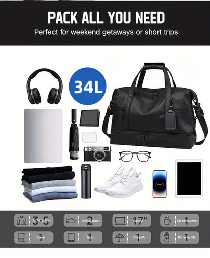 Overnight Bag Carry on Bag Travel Bag with Shoe Pouch Large - Capacity Men'S Weekend Travel Bag with Shoe Compartment Large - Capacity Sports And Fitness Bag, Men'S Handbag, Short - Distance Travel Backpack, Women'S Single - Shoulder Bag