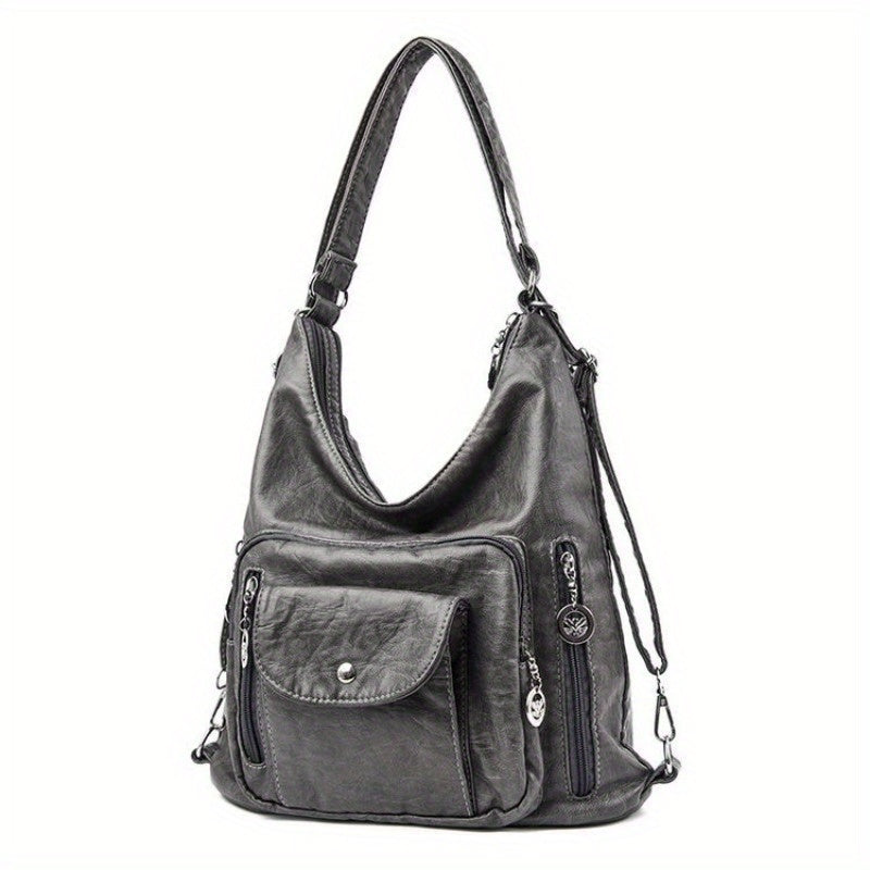 Women's Fashion Shoulder Bag, Vintage Backpacks, Large Capacity Crossbody Bag with Water Bottle Holder, Casual Sports & Vacation Ready
