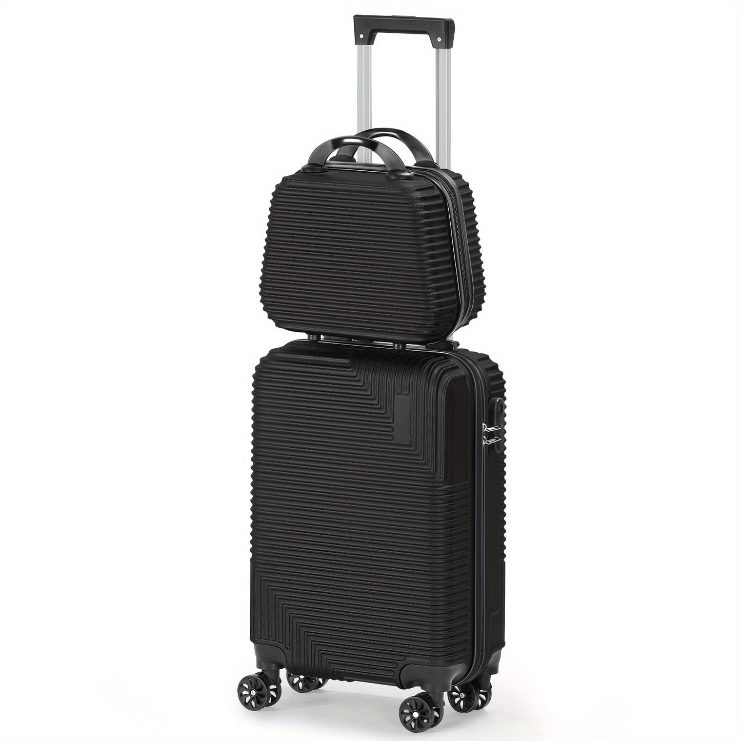 20" Carry On Luggage and 14" Mini Cosmetic Cases Travel Set Lightweight ABS Suitcase with Lock, Hardside Luggage with Spinner Wheels 2pcs Set Carry On Bag for Airplanes