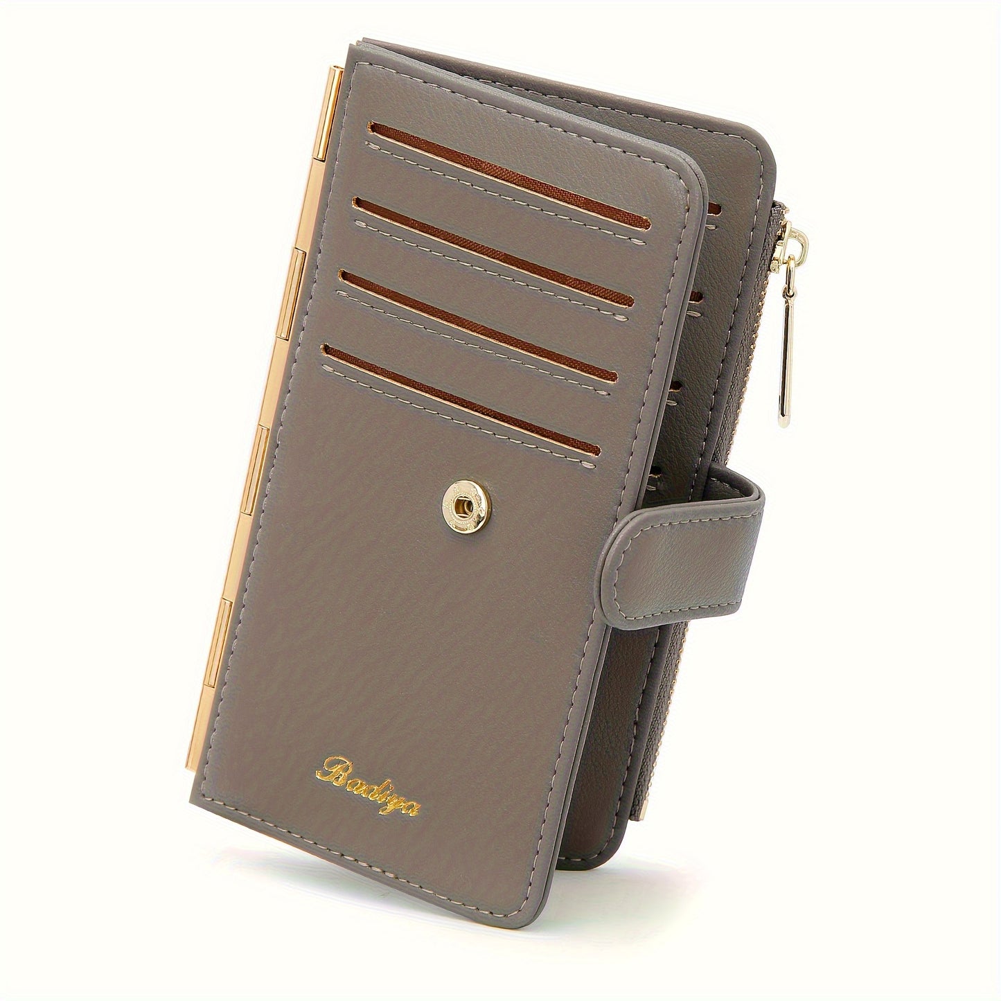 Slim RFID-Blocking Wallet for Women, Faux Leather Bifold Purse with Card Slots, Zipper Pockets, Minimalist Style, Ideal Gift for Women Suitable for teens.