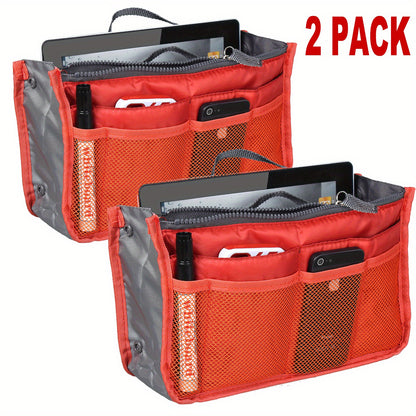 2 Packs Multifunctional Women Lady Travel Insert Handbag Organiser Makeup Bags Toiletry Purse Liner w/Hand Strap Cosmetic Bag -  For Women -  Perfect for Travel & Everyday Use - Ideal Gift for Her