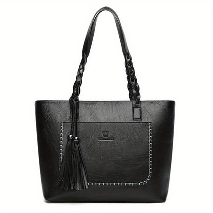 2026 Women, New Minimalist Women's Bag, Shoulder Bag with Tassel Decoration, Large-capacity Handbag.