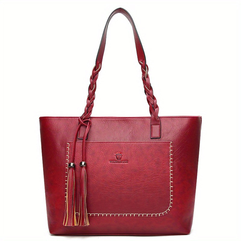 Minimalist Women'S Bag, Fringed Shoulder Bag, Large-Capacity Handbag