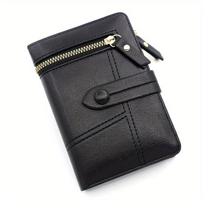 Small Wallets for Women Trifold Multiple Card Slots Holder with ID/ Photo Window Zipper Coin Pocket Purse Perfect for Everyday Use