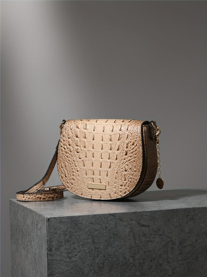 New Fashionable And Elegant Crossbody Small Bag Crocodile Pattern Faux Leather Women'S Crossbody Bag, Safety Flap Small Bag Semi-Circular Women'S Bag Daily Commuter Versatile Women'S Bag Detachable Shoulder Strap