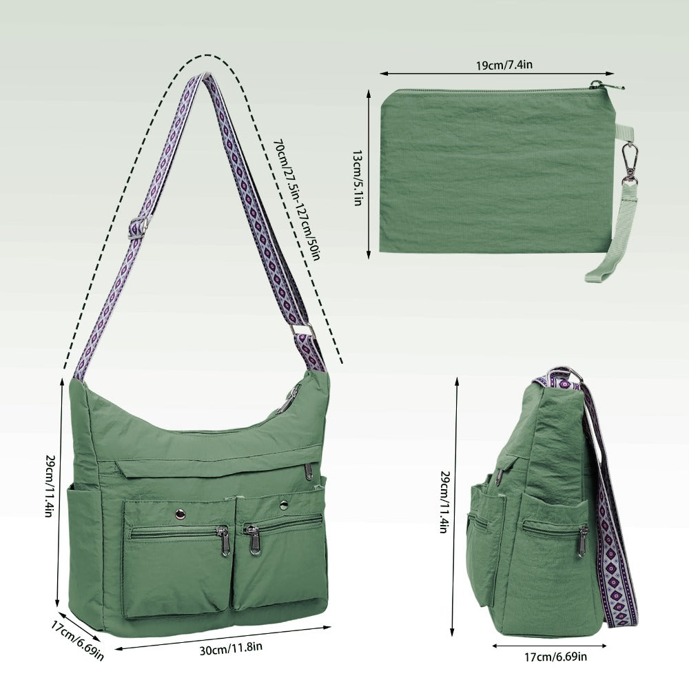 Nylon Crossbody Bag Set (2PCS) for Women and Men– Lightweight Waterproof Multi-Pocket Shoulder Bags, Lightweight Travel Purses, Casual Messenger Handbags for Daily Use, Work, Shopping, Outdoor