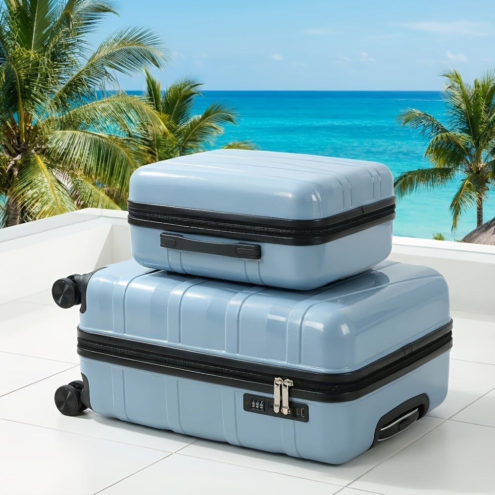 Set of Luggage Including a 20-Inch Suitcase And a 14-Inch Handbag, Featuring 360° Rotating Wheels, Made from Durable ABS Material, And Equipped with a Phone Holder, Ideal for Students And Various Activities Like School, Business Travel