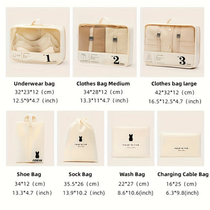 Large Capacity Travel Organizer Set - Nylon Storage Bag Set For Clothes, Pants, Shoes, Socks - Vacation Style, Portable Duffel Bag - For Travelers & Frequent Flyers - Perfect for Organizing Luggage