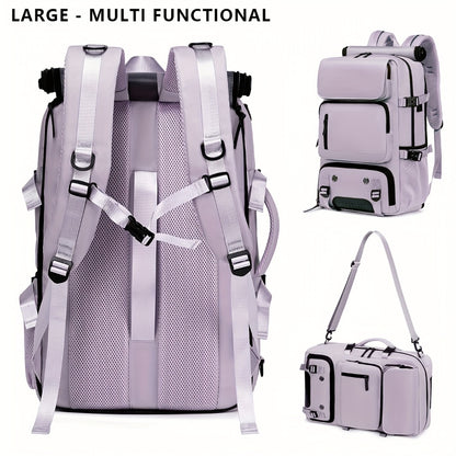 2025 New Style Men'S And Women'S Large Capacity Travel Backpack with Independent Shoe Compartment, Drawstring Closure And Multiple Pockets - Durable Hiking Backpack for Outdoor Commuting, Business Trips, Festivals - Belt Decorations