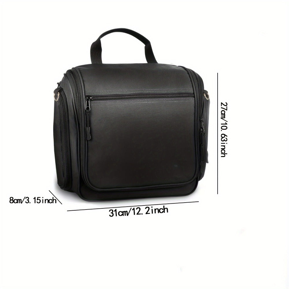 Large Toiletry Bag for Men and Women - Black with Metal Rotating Hook, 19 Compartments for Hygiene Products, Cosmetics, Makeup, Travel Organizer | Durable Zipper