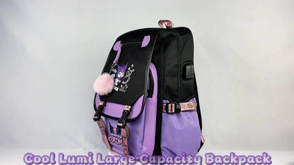 Sanrio Kuromi Backpack Cartoon Laptop Backpack Cute Large Travel Bag Casual Backpacks