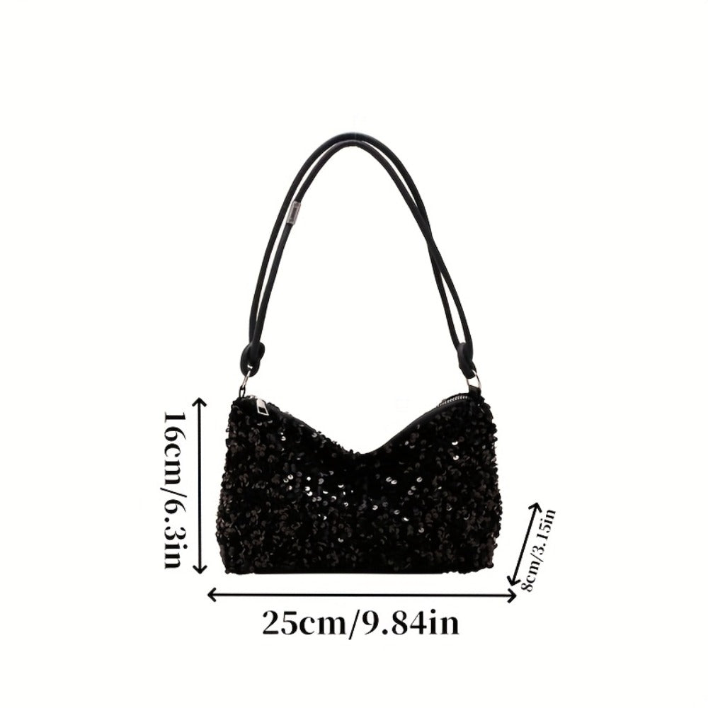 Sequined Women'S Shoulder Bag, Sequined Fashionable Women'S Handbag with Shoulder Strap. A Stylish Women'S Bag with a Strong. Large Capacity, with Zipper, Suitable for Various Occasions - Very Eye-Catching