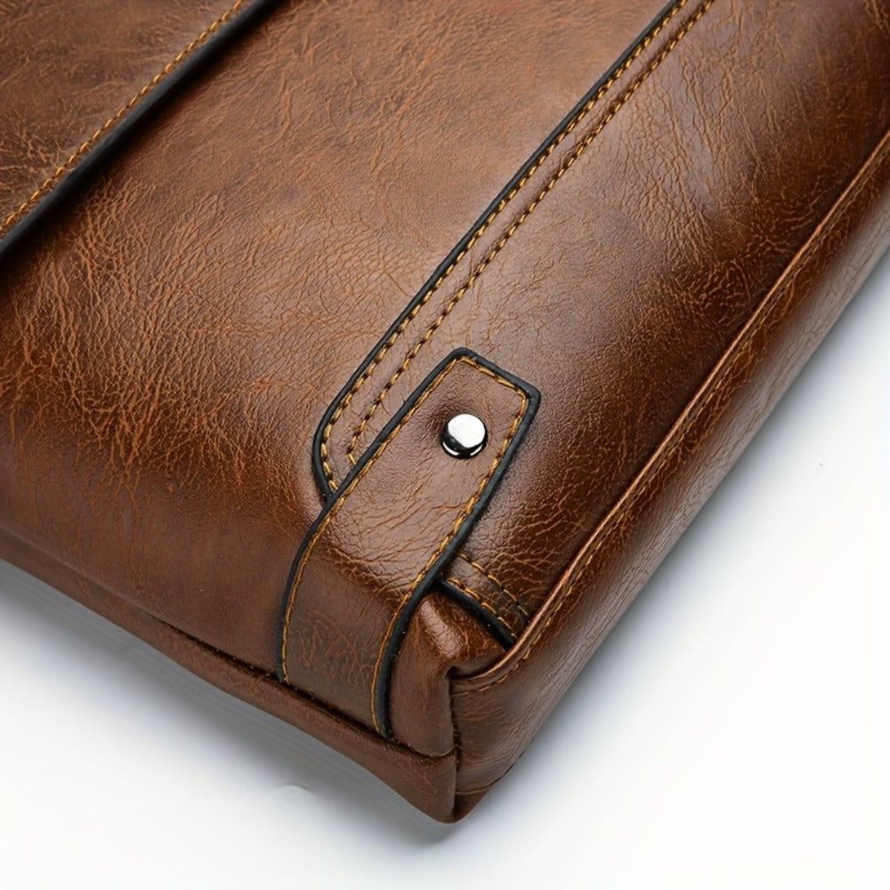 Simple khaki Men's bag with texture High Quality bag lid style shoulder bag, casual Men's multi pocket Men's bag, large capacity Men's bag, casual trendy mailman bag