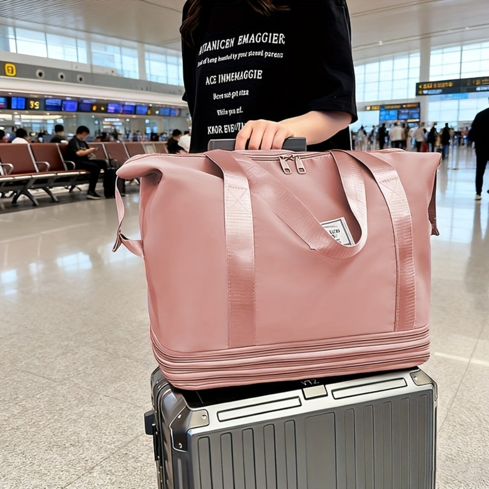 1pc Oxford Fabric Travel Bag - Multifunctional Wheeled Luggage Duffle Bag for Men & Women, with 4 Removable 360° Wheels, Expandable & Foldable Carry-On Luggage, Extra-Large Capacity, Suitable for Moving, Travel & Clothing Storage
