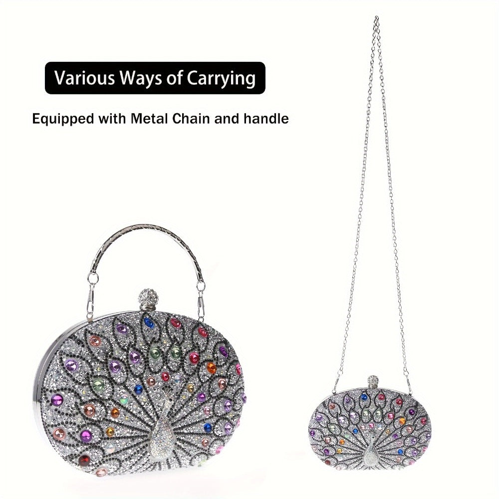 Rhinestone Evening Wedding Formal Handbag for Women - Round Clasp Clutch Purse - Rhinestone Bag