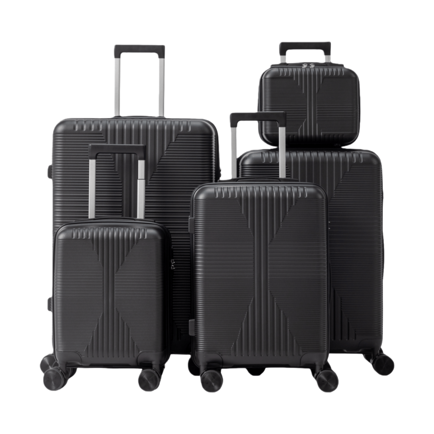 Luggage Sets, 5 Piece PP Durable Suitcase Set with Spinner Wheels, 5 Pcs Hard Shell Lightweight Luggage, Large Checked Travel Suitcases, 12/16/20/24/28 Inch, For short trips, returning to school, business trips, Gift