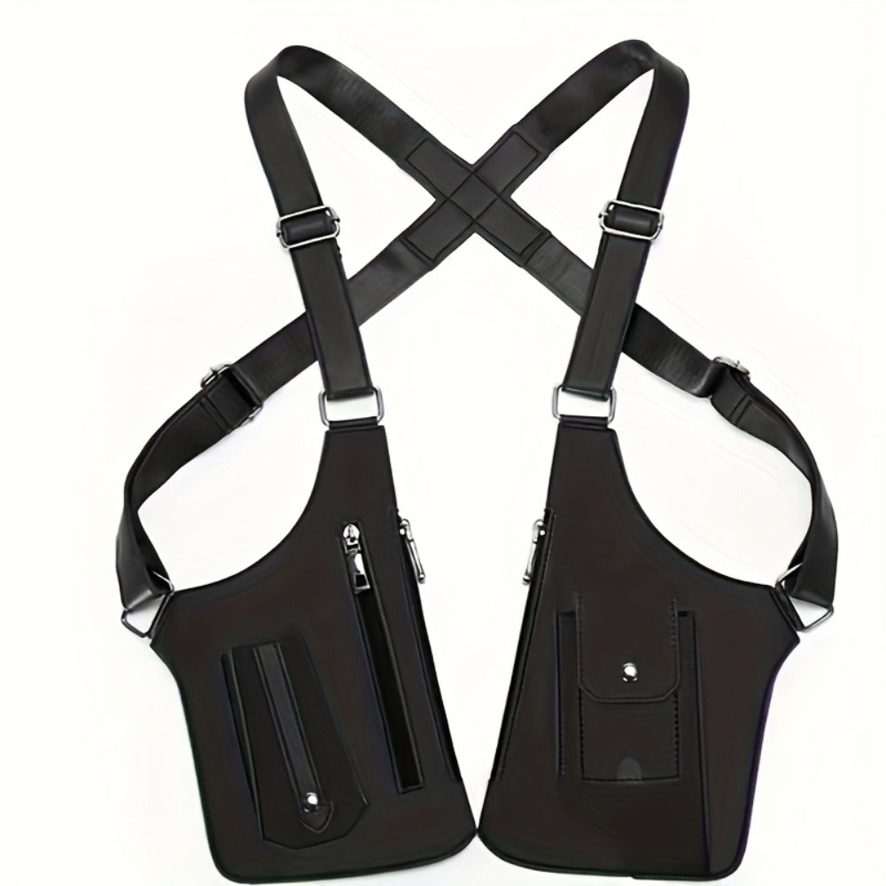 Men'S Retro Shoulder Strap Underarm Shoulder Bag, Multi-Functional Lightweight Backpack, Outdoor Mobile Phone Bag, Outdoor Vest Bag, Multi-Functional Vest Bag, Black Vest Bag, Brown Vest Bag