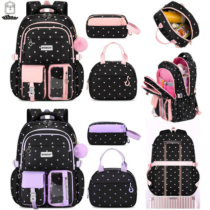 3pcs Teenage School Backpack Handbag Storage Bag Set | 15.6-inch Laptop Backpack, Cute and Large Capacity with Multiple Pockets, Smooth Zipper, Casual Style, Lightweight, Trolley Sleeve, for Back to School and Daily Use, For Teenager, For Teenager