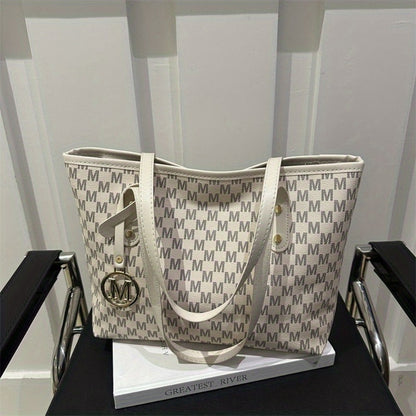 Light Luxury, Minimalist, Fashionable, High-End Texture, Design Sense, Tote Bag, Women'S Retro Checkered Pattern, Large Capacity Shoulder Bag