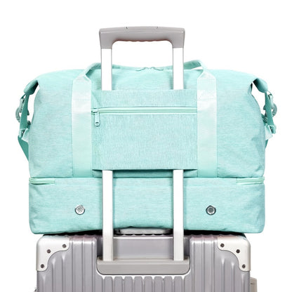 Foldable Travel Bag Weekend Bag 18x14x8 Personal Item Bag Gym Bag Underseat Carry On Bag with Wet Pocket & Shoe Compartment Charging Port Ideal for Gym Travel